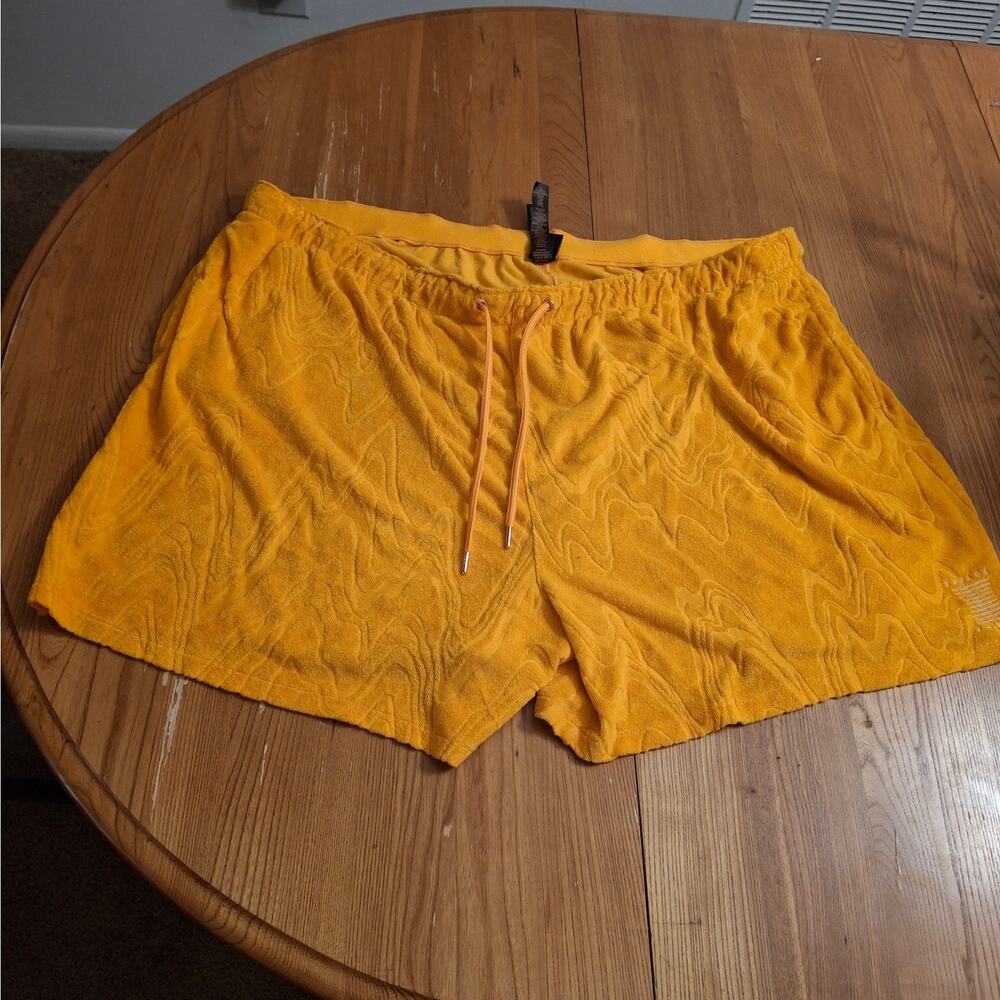 Savage x Fenty by Rihanna Plush Terry Cloth Lounge Shorts - Mustard Yellow 3XL